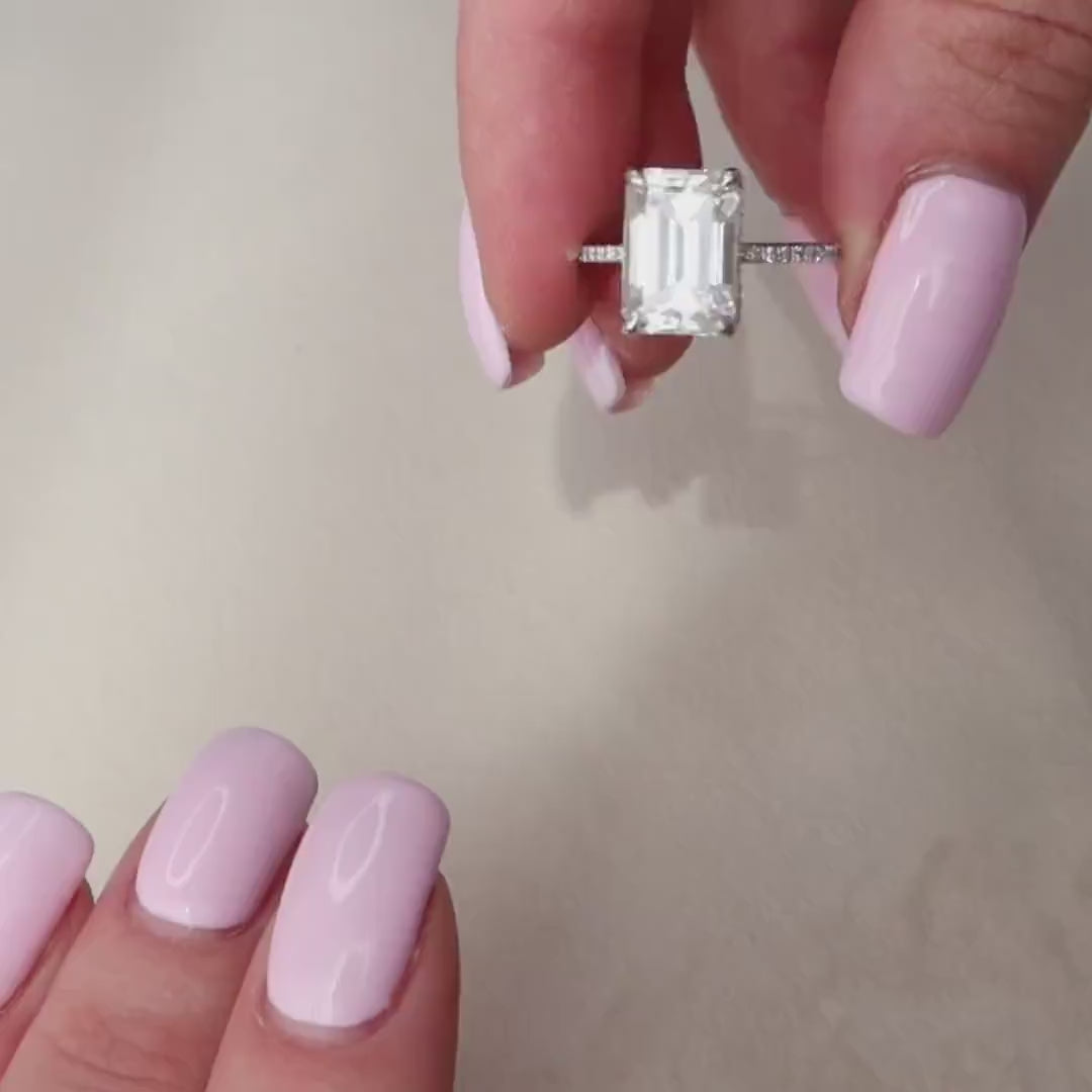 5.0 CT Emerald Pave Setting Moissanite Engagement Ring